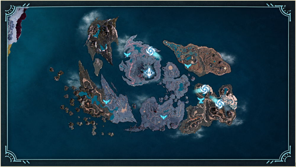 A full map of Palworld's Sunreach floating islands.