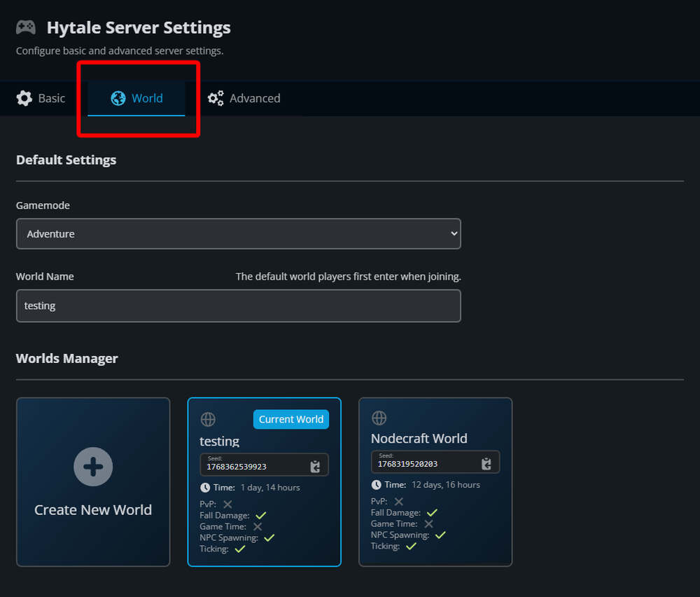 a preview of the Hytale server control panel with the 