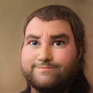 Image of Vapok using a cartoon style filter. Short brown hair with full short brown beard. The cartoon filter really make the eyes pop