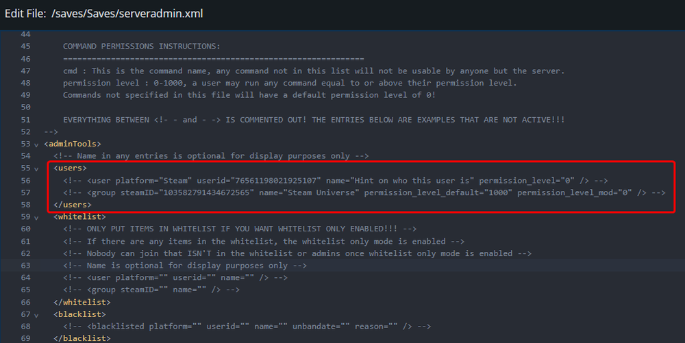An overview of our panel showing the exact spot you put in the admin configuration line.