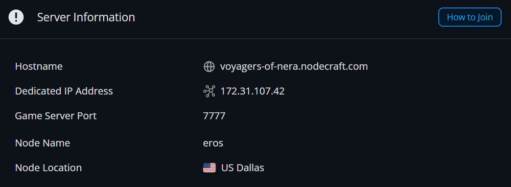 Voyagers of Nera server IP in NodePanel