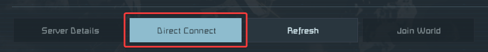 Join Game screen showing the Direct Connect button used to connect to a Space Engineers server using an IP address and port.