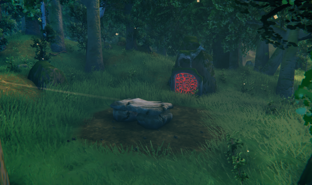 Eikthyr's Mystical Altar located in the Meadows biome in Valheim.