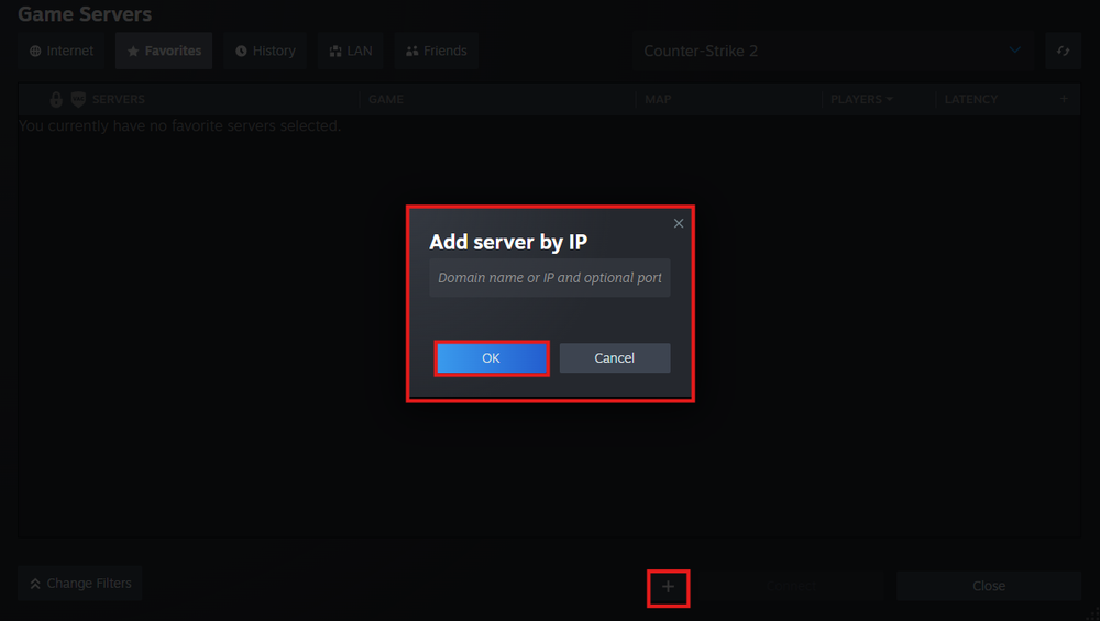add cs2 server via steam servers