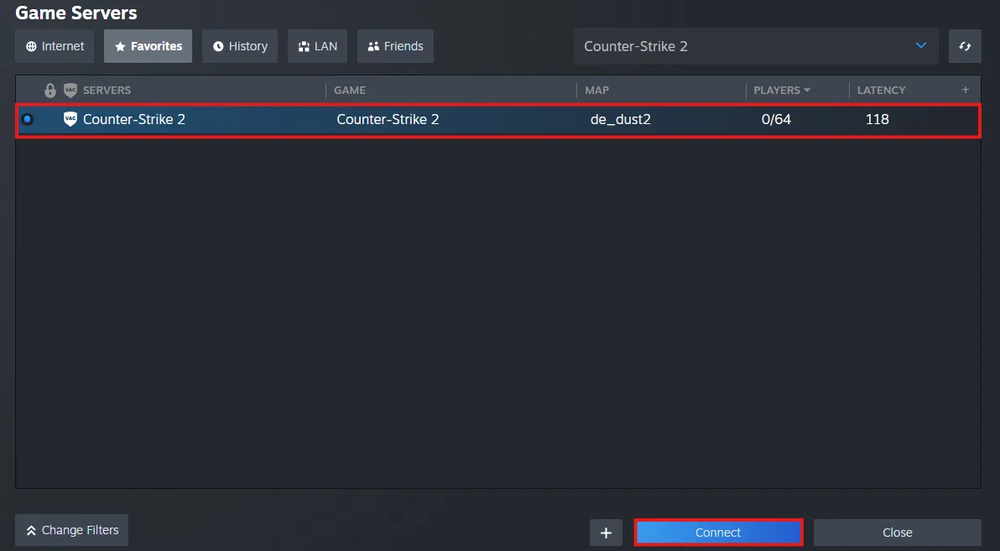 steam favorites sever