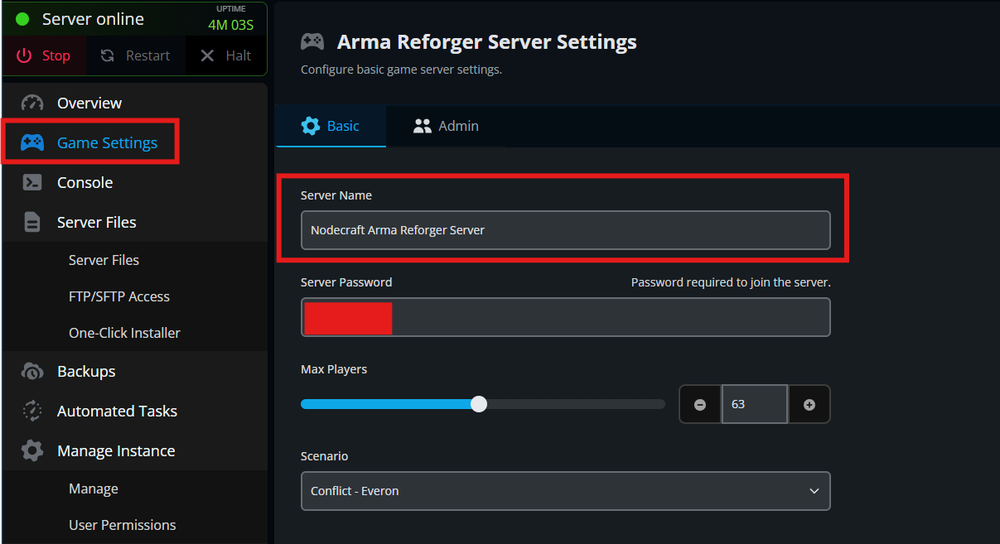 Server name to join Arma Reforger