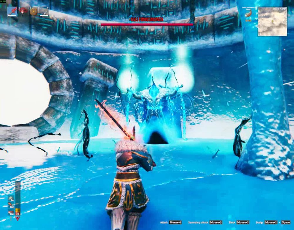 Kall Fimbulbringer surrounded by Tendrils during the third phase of the boss fight in Valheim.