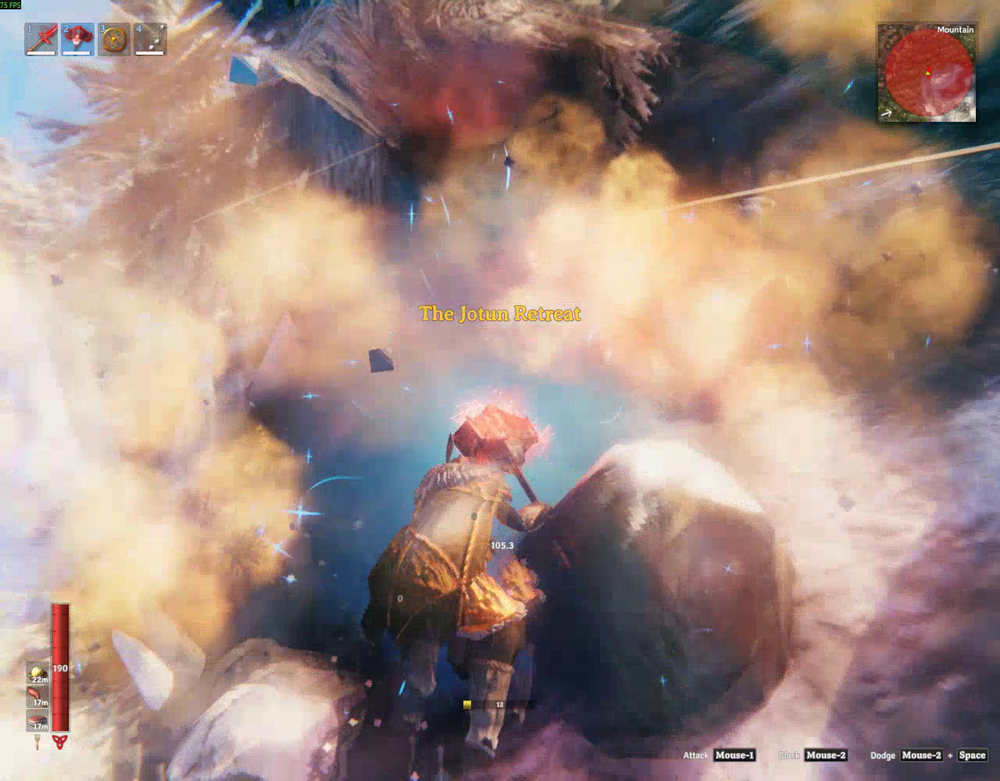 The Jotun Retreat message appearing after a Jotun Invasion is defeated in Valheim.