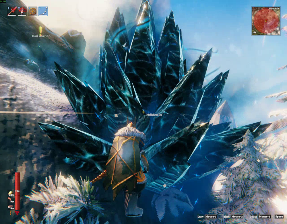Malicious Ice located at the center of a Jotun Invasion in Valheim.