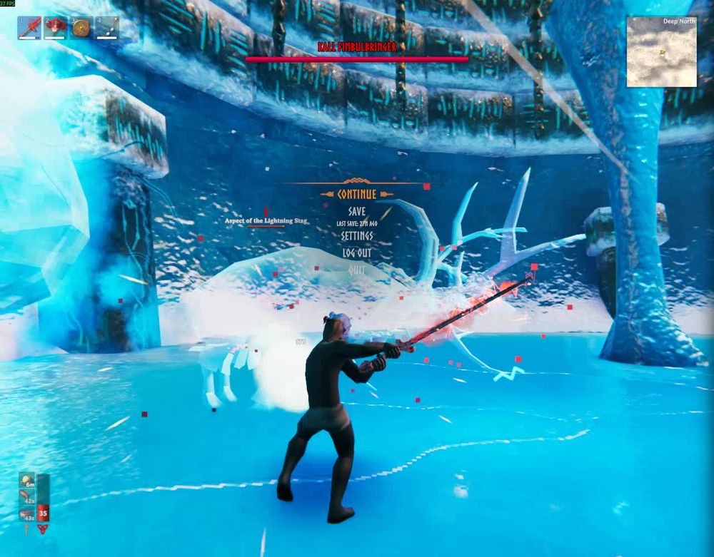 The Aspect of the Lightning Stag summoned during the second phase of the Kall Fimbulbringer fight in Valheim.