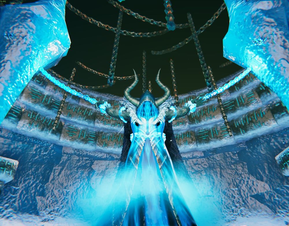 Kall Fimbulbringer revealed inside The Prison at the Aesir Passage in Valheim.