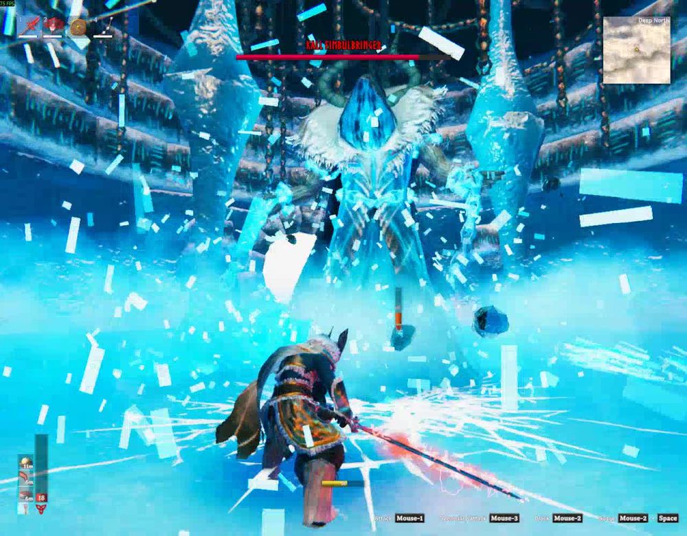 Kall Fimbulbringer attacking the player during the first phase of the boss fight in Valheim.