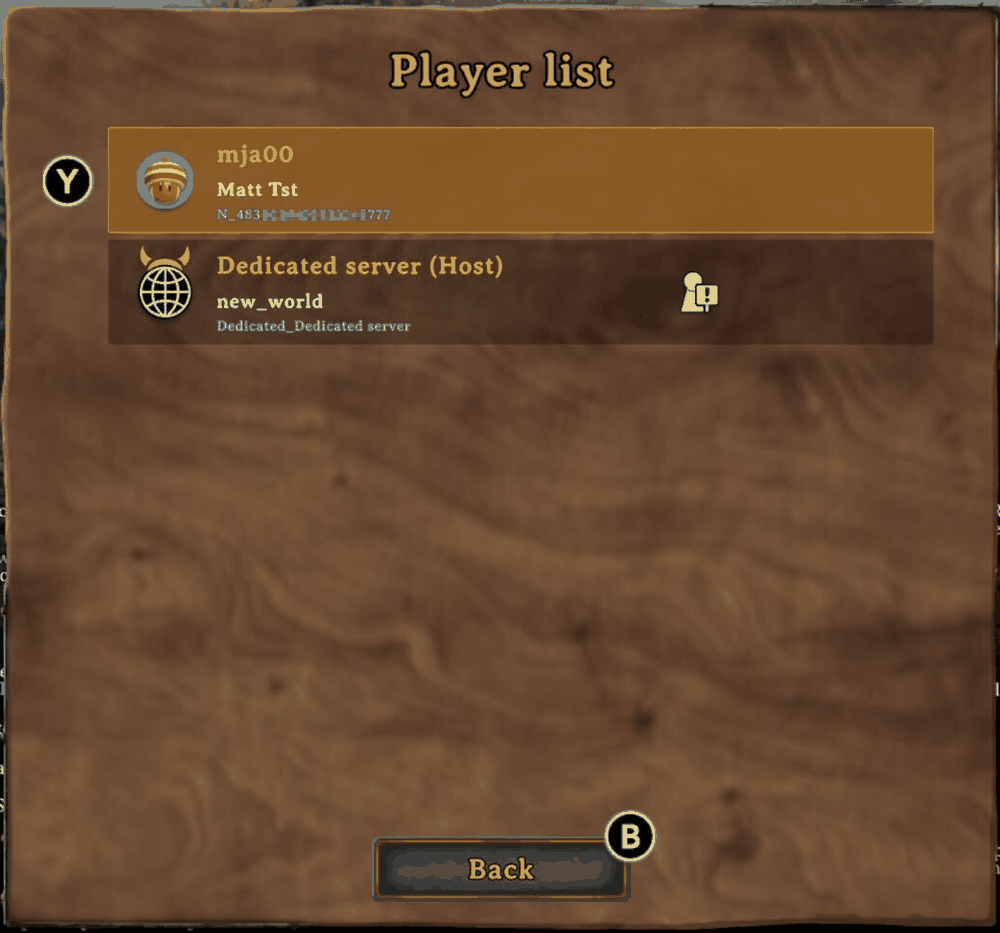 Valheim server player list