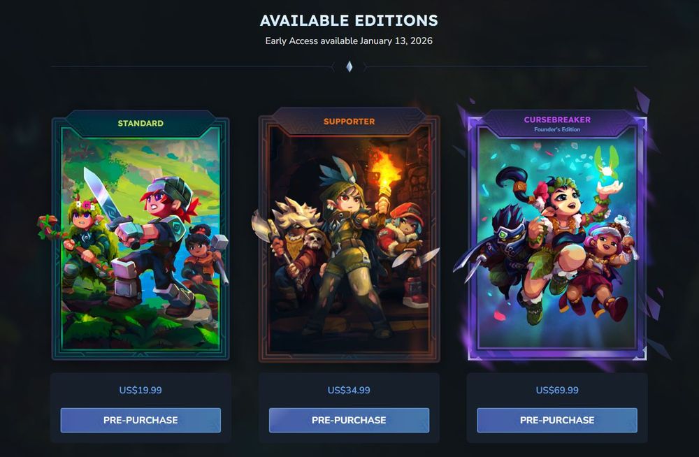 Hytale's 3 tiers: Standard, Supporter, and Cursebreaker.