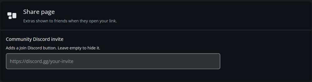 Dark Discord share page UI showing a 