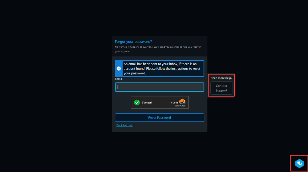 Nodecraft login page with support options highlighted.