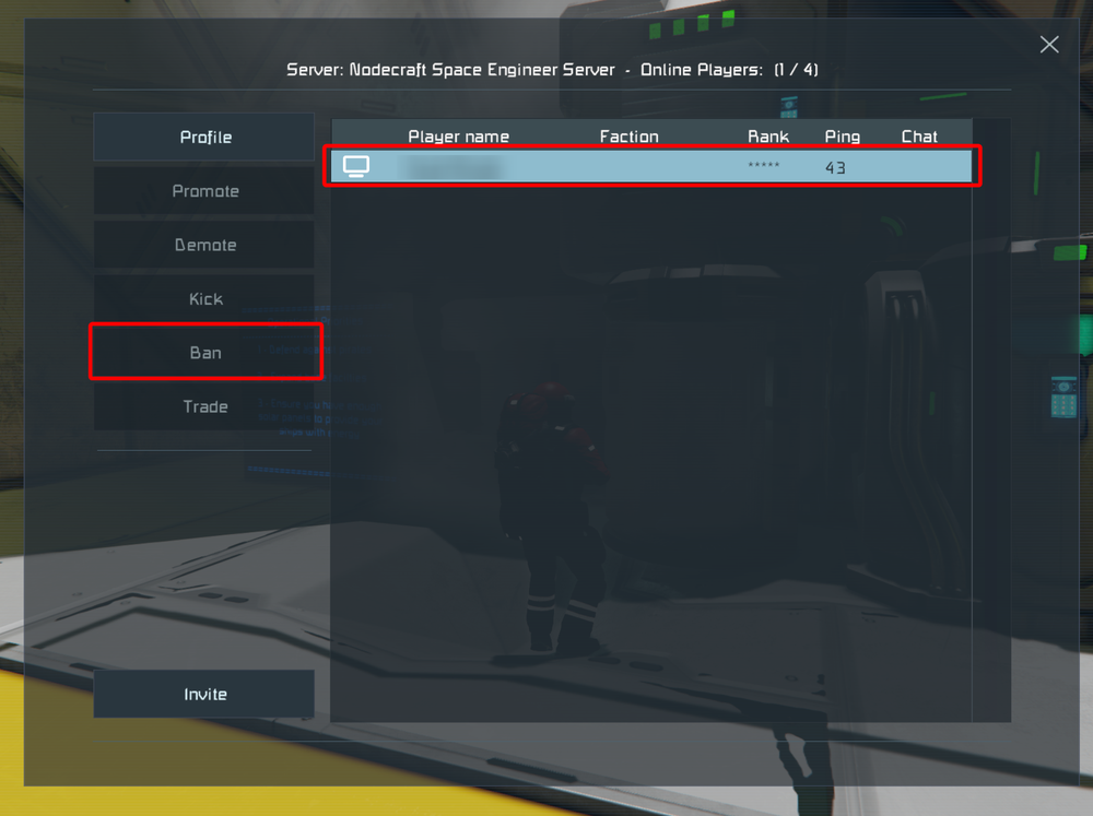 Select the player you want to remove from your server, then click Ban from the menu on the left. Banned players will no longer be able to reconnect until the ban is removed.