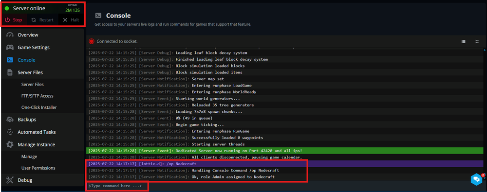 adding admin via console