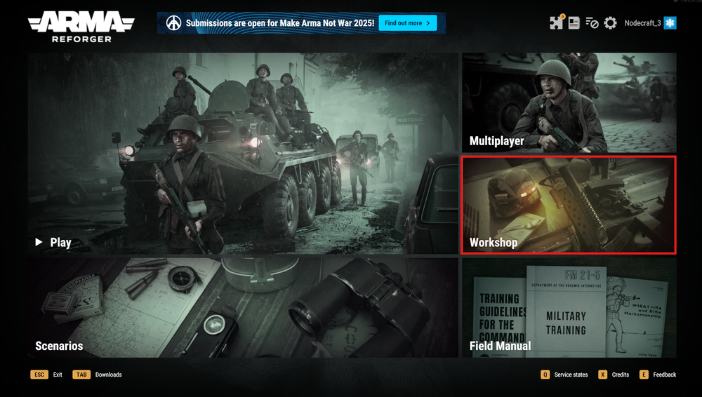workshop tab in client