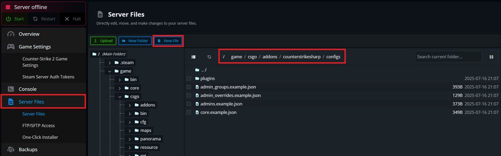 The location for the config files for CounterStrikeSharp