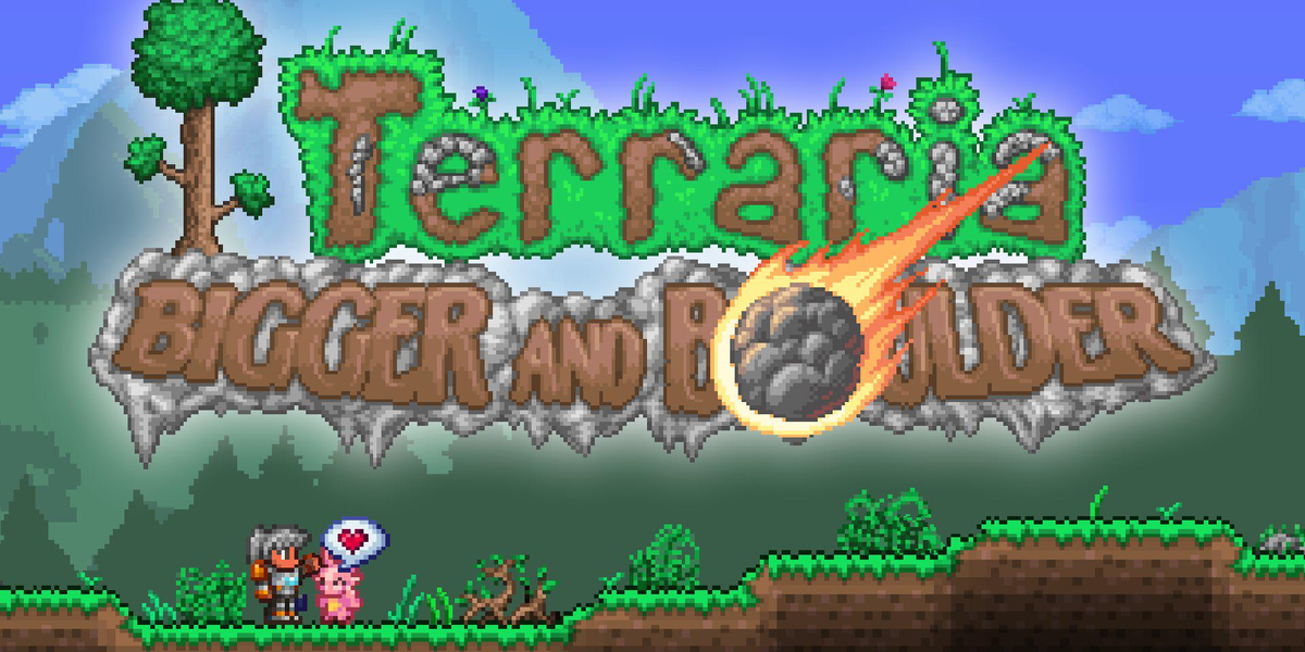 Terraria Bigger and Boulder update screen.
