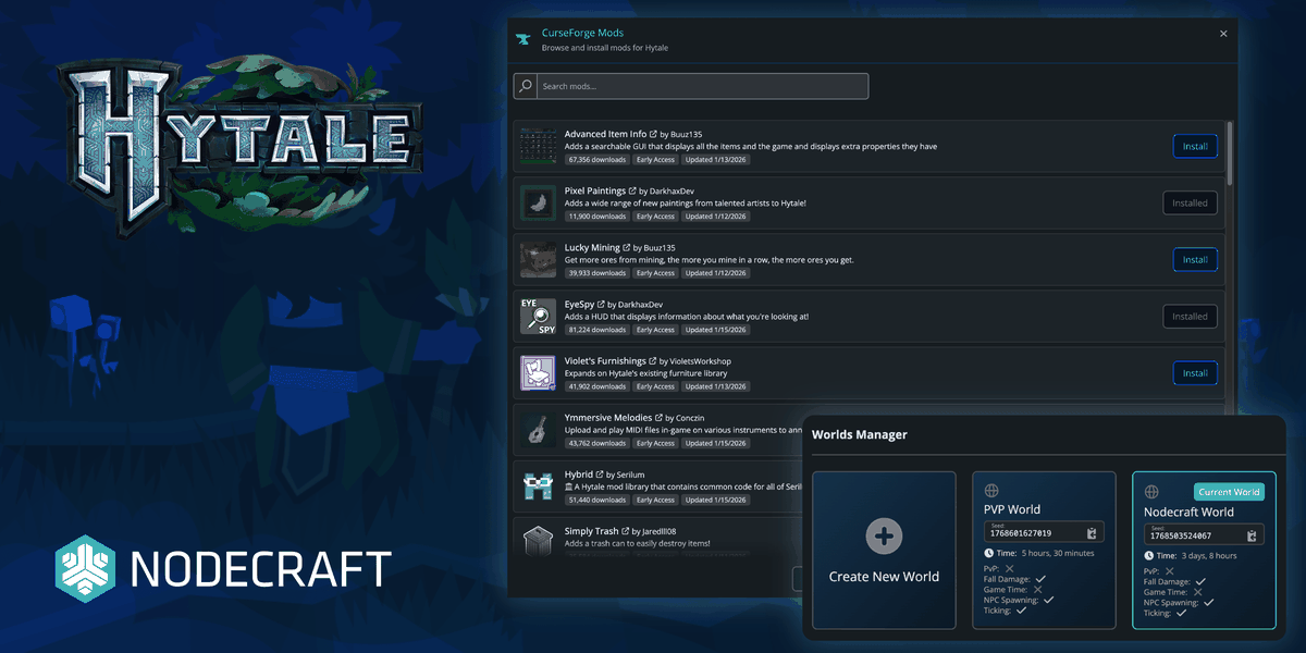 Nodecraft Hytale Server Features