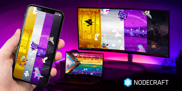 Nonbinary pride wallpapers on display on phone and monitor.