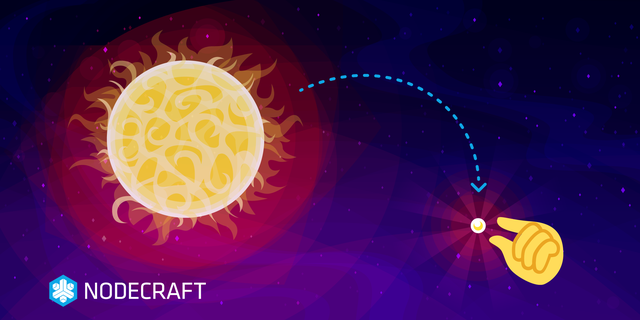 A sun is compressed to a teeny lil guy.