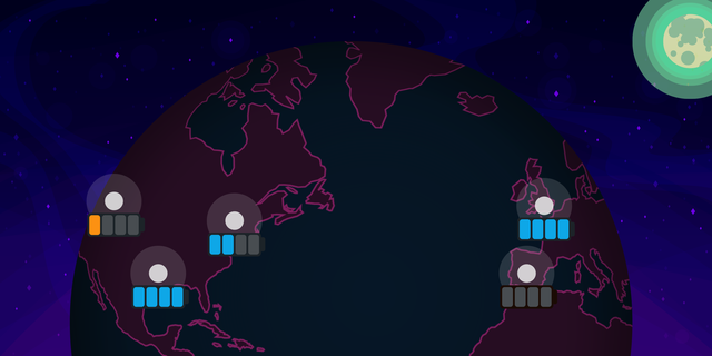 Illustration of a globe with pins of various datacenters