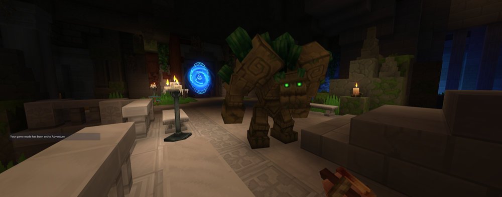 Earthen Golem guarding the portal inside the Forgotten Temple entrance in Hytale.