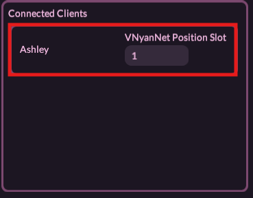 Connected Clients panel showing highlighted slot: client