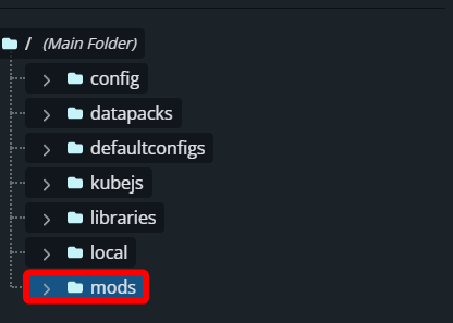 Nodecraft control panel File Manager displaying the Minecraft server directory with the mods folder highlighted.