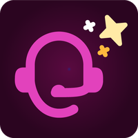user with headset and sparkles
