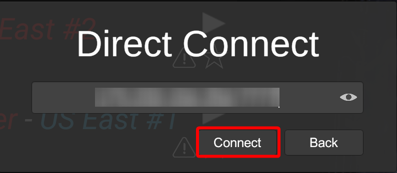 The Direct Connect prompt in SCP: Secret Laboratory with a red box highlighting the Connect button to finish joining the server.
