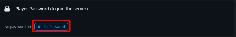 StarRupture Game Settings page showing no password set with the Set Password button highlighted.